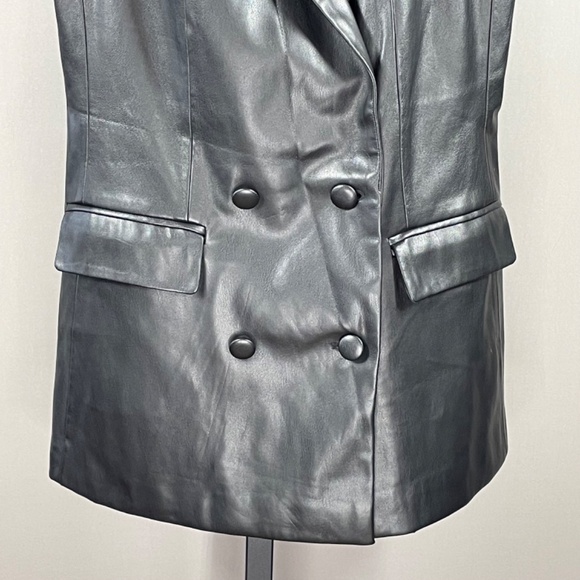 NEW Jason Wu Vest Jacket Womens Small black faux leather blazer moto designer - Picture 3 of 10